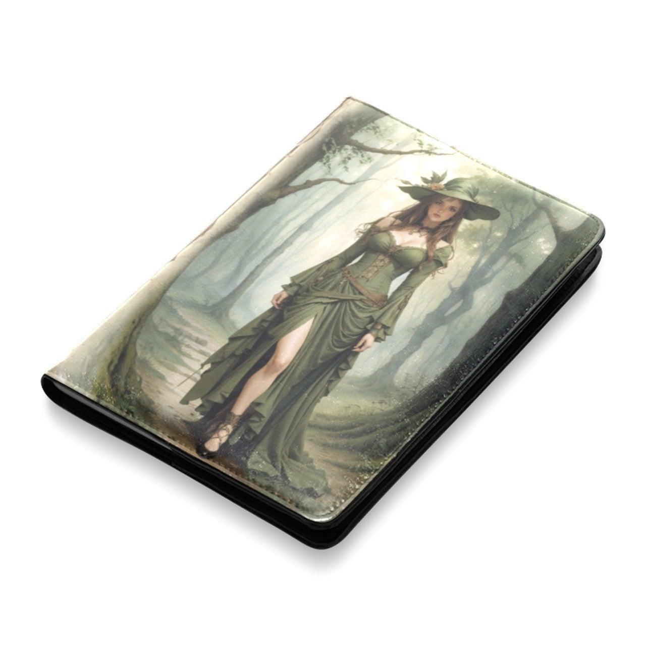 Vintage green witch Leather Notebook A5-MoonChildWorld