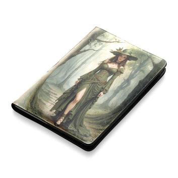 Vintage green witch Leather Notebook A5-MoonChildWorld
