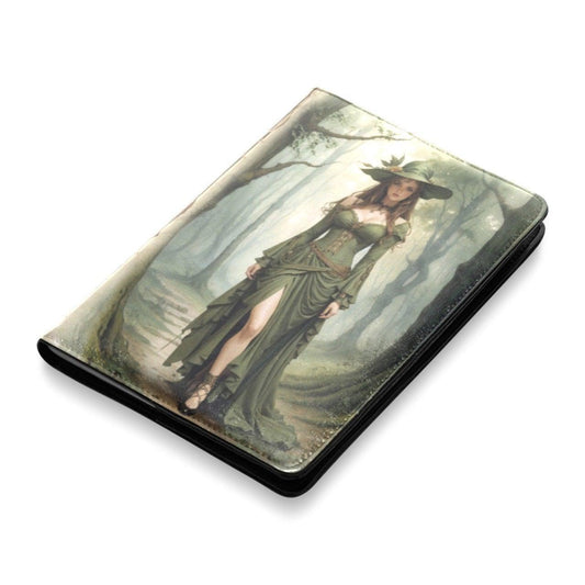 Vintage green witch Leather Notebook A5-MoonChildWorld