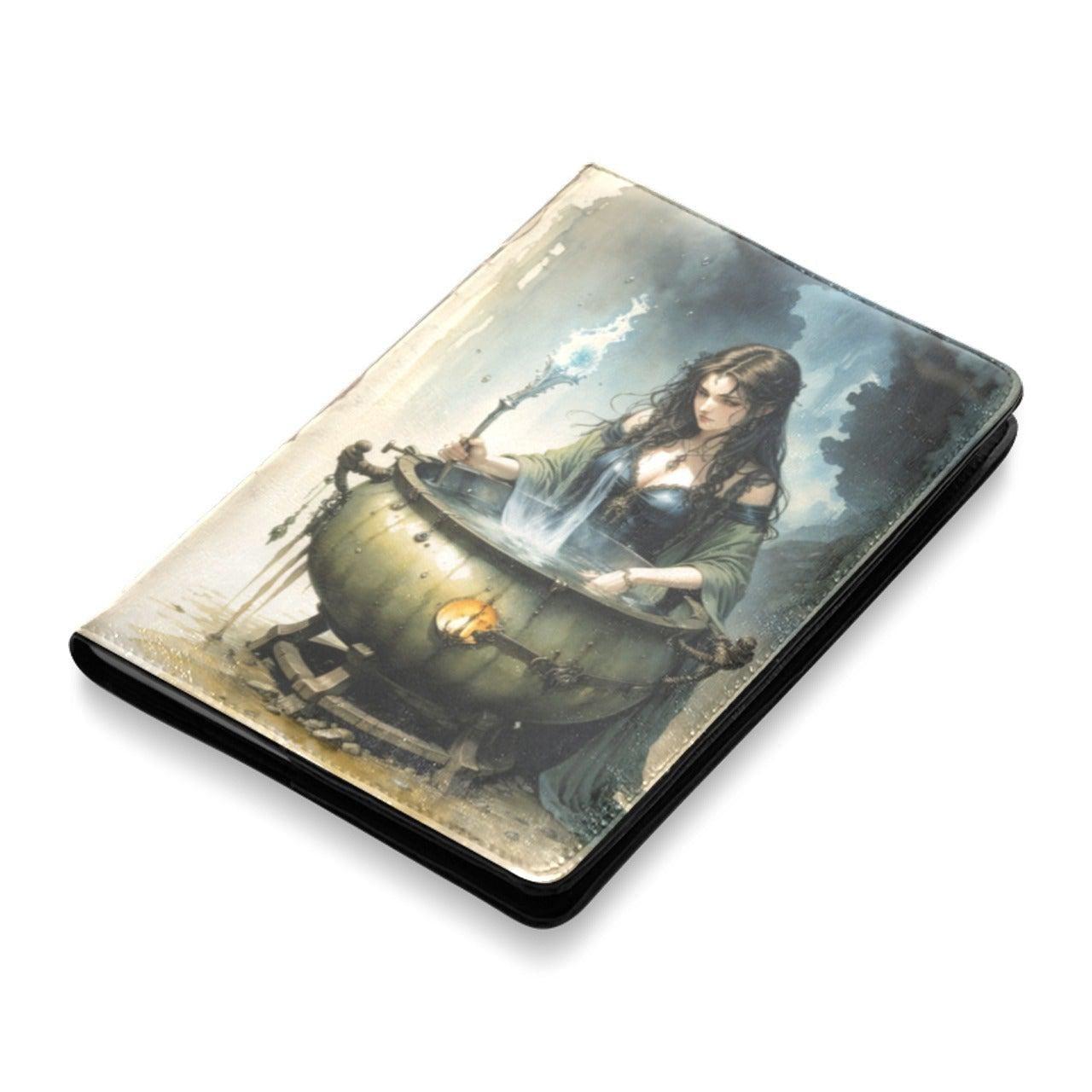 Vintage green witch Leather Notebook A5-MoonChildWorld