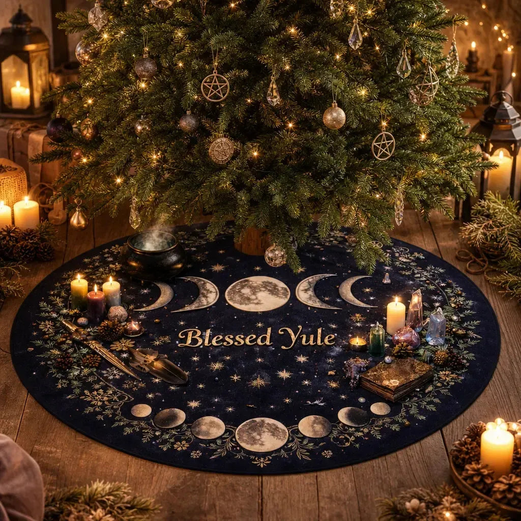 Moon Phases Yule Tree Skirt – Pagan Witch Gothic Decor_mockup_1.webp