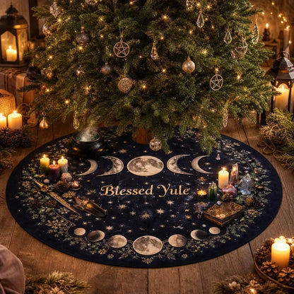 Moon Phases Yule Tree Skirt – Pagan Witch Gothic Decor_mockup_1.webp