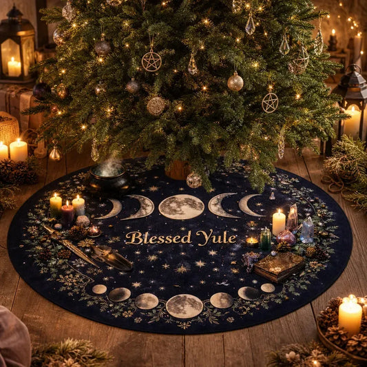 Moon Phases Yule Tree Skirt – Pagan Witch Gothic Decor_mockup_1.webp