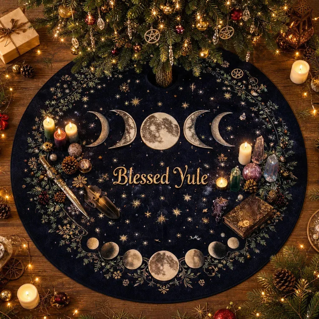 Moon Phases Yule Tree Skirt – Pagan Witch Gothic Decor_mockup_2.webp