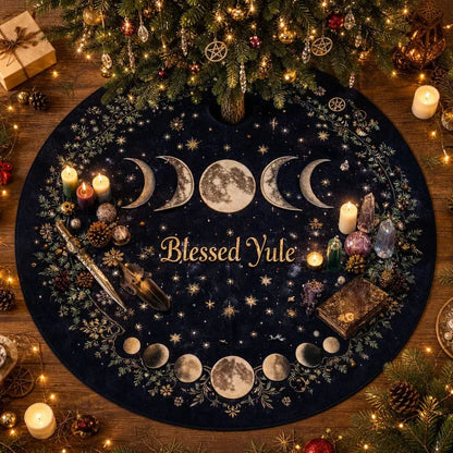 Moon Phases Yule Tree Skirt – Pagan Witch Gothic Decor_mockup_2.webp