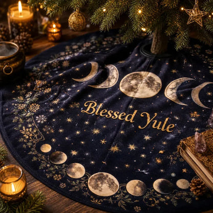 Moon Phases Yule Tree Skirt – Pagan Witch Gothic Decor_mockup_4.webp