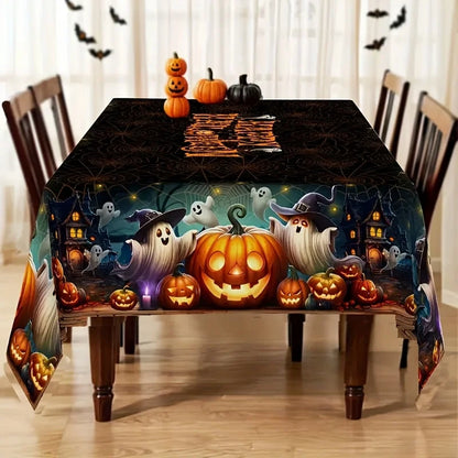Waterproof Pumpkin Ghost Spider Web Halloween Tablecloth-MoonChildWorld