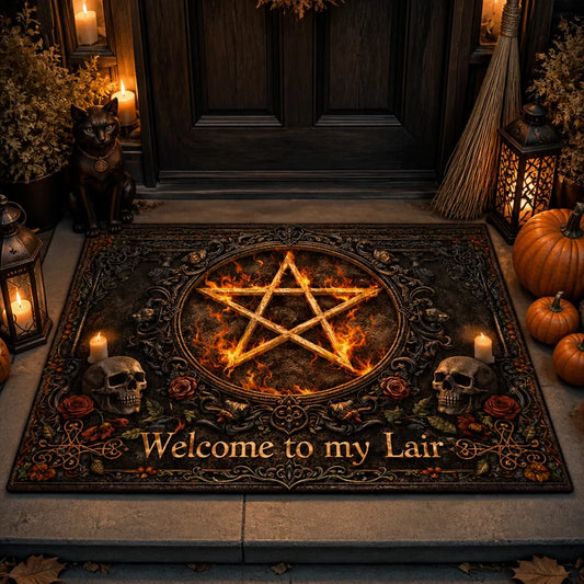 Welcome To My Lair Witchcraft Pentacle Doormat – Witchy Halloween Welcome Mat for Gothic Entryway_mockup_1.webp