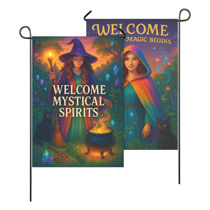 Welcome Welcome Witch Garden Flag and House Flag - Witchy Outdoor Decor-MoonChildWorld