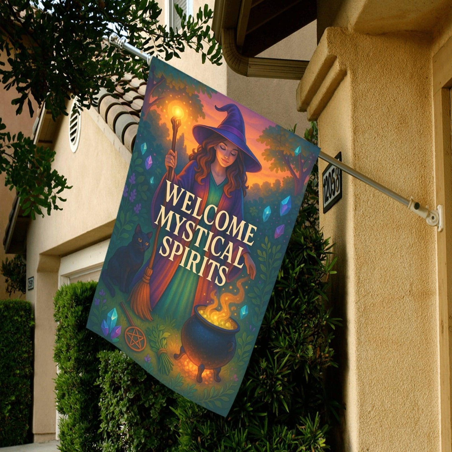 Welcome Welcome Witch Garden Flag and House Flag - Witchy Outdoor Decor-MoonChildWorld