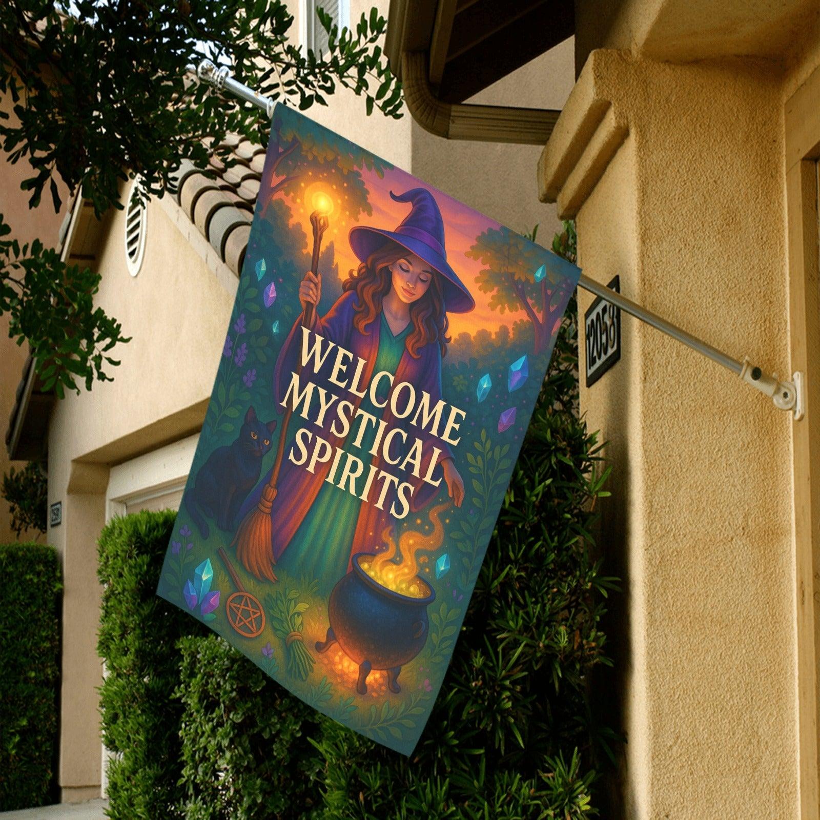 Welcome Welcome Witch Garden Flag and House Flag - Witchy Outdoor Decor-MoonChildWorld