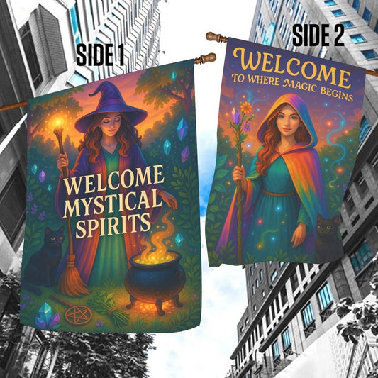 Welcome Welcome Witch Garden Flag and House Flag - Witchy Outdoor Decor