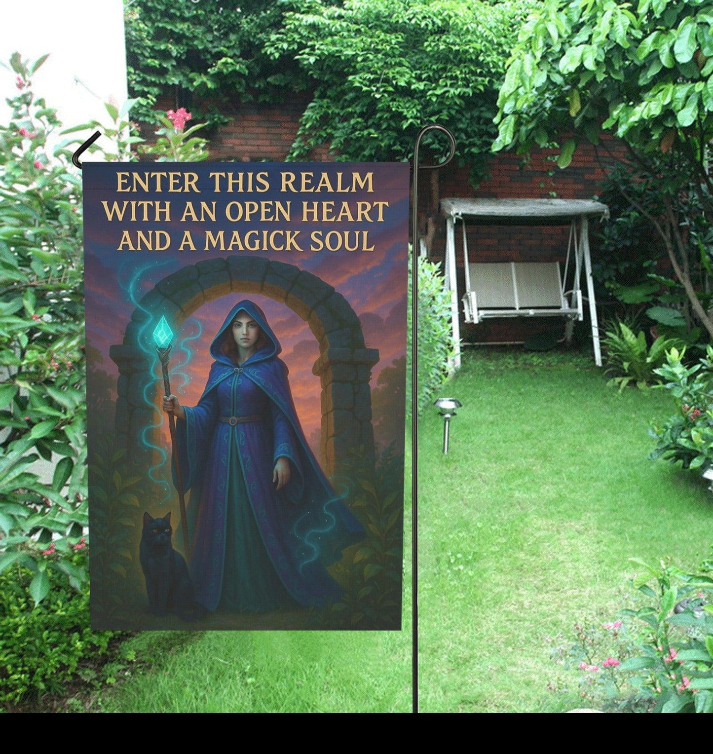 Welcome Witch Garden Flag and Wiccan House Flag - Mystical Outdoor Decor-MoonChildWorld