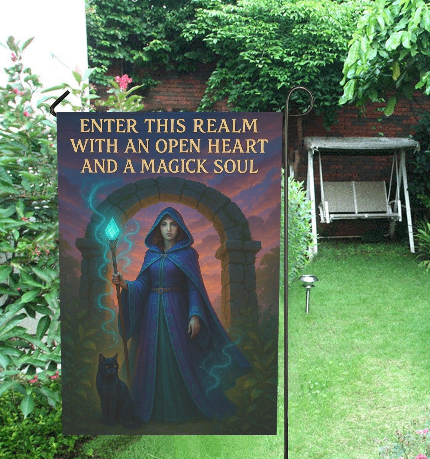 Welcome Witch Garden Flag and Wiccan House Flag - Mystical Outdoor Decor-MoonChildWorld