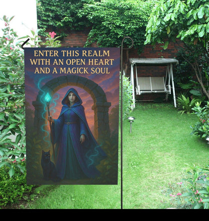 Welcome Witch Garden Flag and Wiccan House Flag - Mystical Outdoor Decor-MoonChildWorld