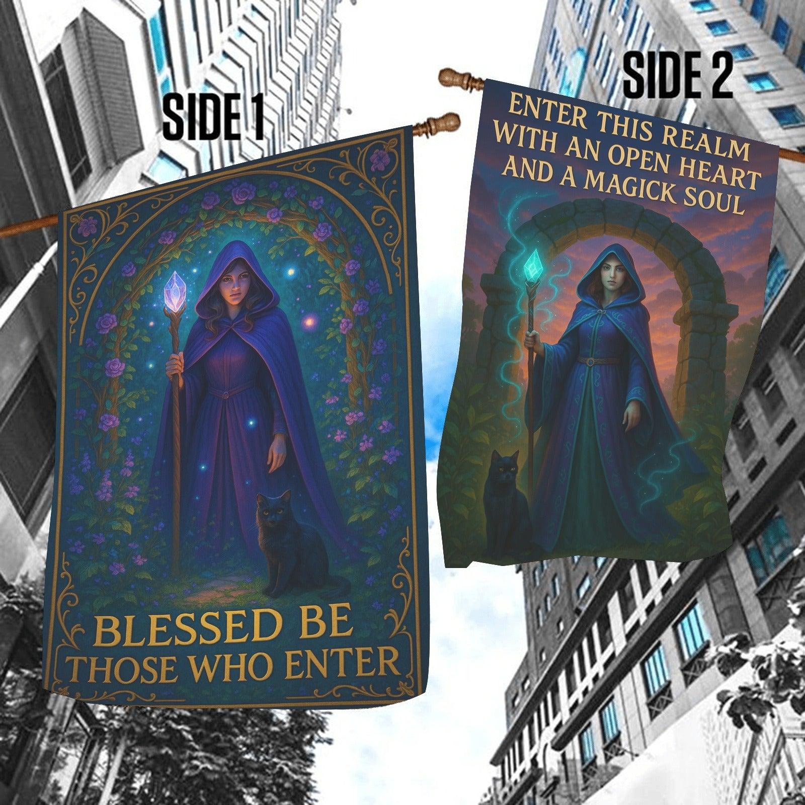 Welcome Witch Garden Flag and Wiccan House Flag - Mystical Outdoor Decor-MoonChildWorld