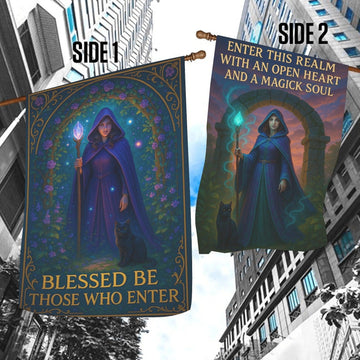 Welcome Witch Garden Flag and Wiccan House Flag - Mystical Outdoor Decor-MoonChildWorld