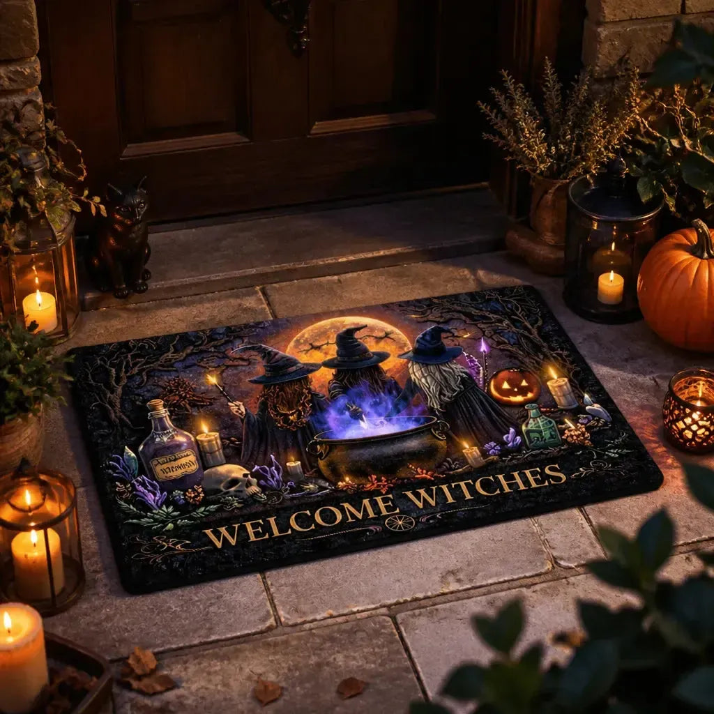 Welcome Witches Doormat – Spooky Witchy Halloween Welcome Mat for Gothic Entryway_mockup_1.webp