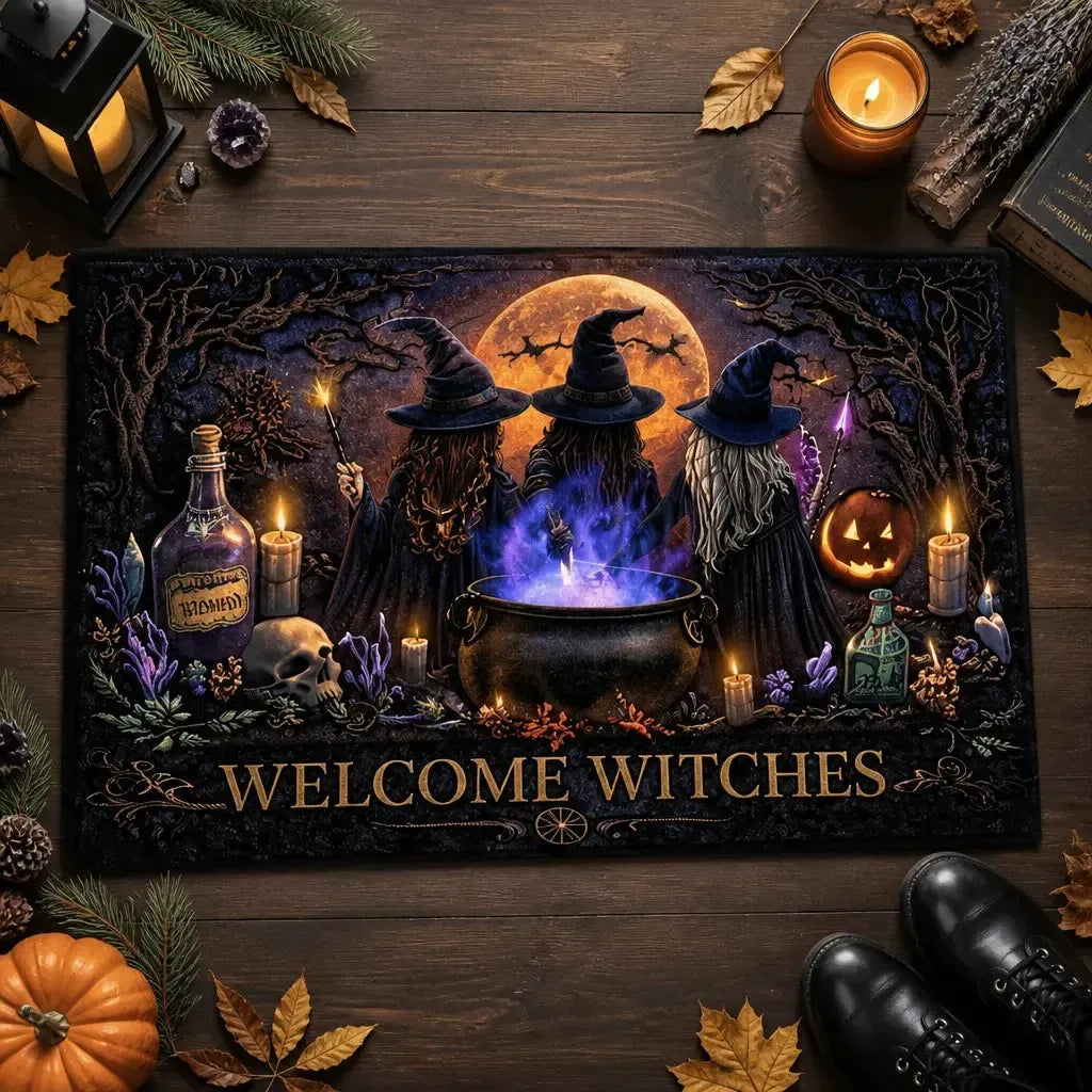 Welcome Witches Doormat – Spooky Witchy Halloween Welcome Mat for Gothic Entryway_mockup_3.webp