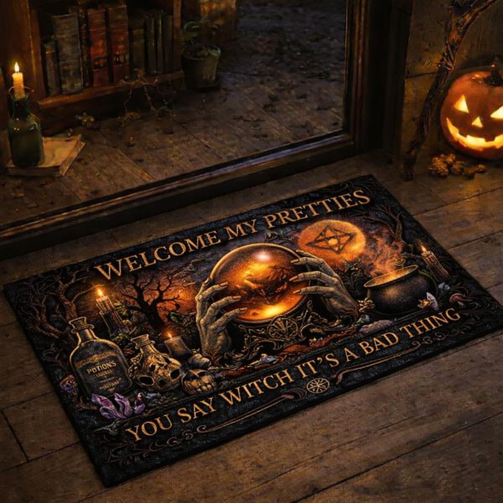 Welcome Witches Doormat – Spooky Witchy Halloween Welcome Mat for Gothic Entryway-MoonChildWorld