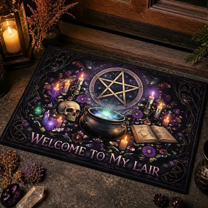 "Welcome to My Lair" Gothic Witch Doormat with Pentacle - Halloween Welcome Mat for Witch Decor_mockup_2.webp