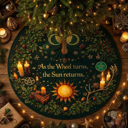 Wheel Turns Yule Tree Skirt – Pagan Witch Decor_mockup_2.webp