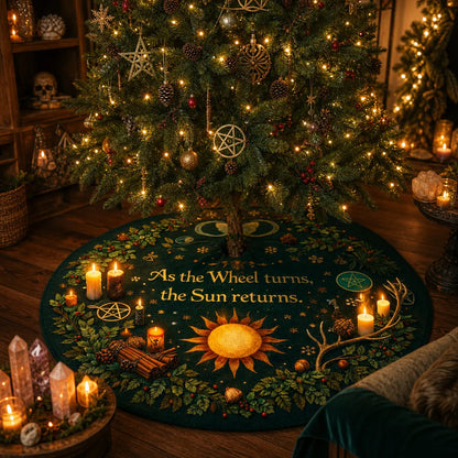 Wheel Turns Yule Tree Skirt – Pagan Witch Decor_mockup_3.webp