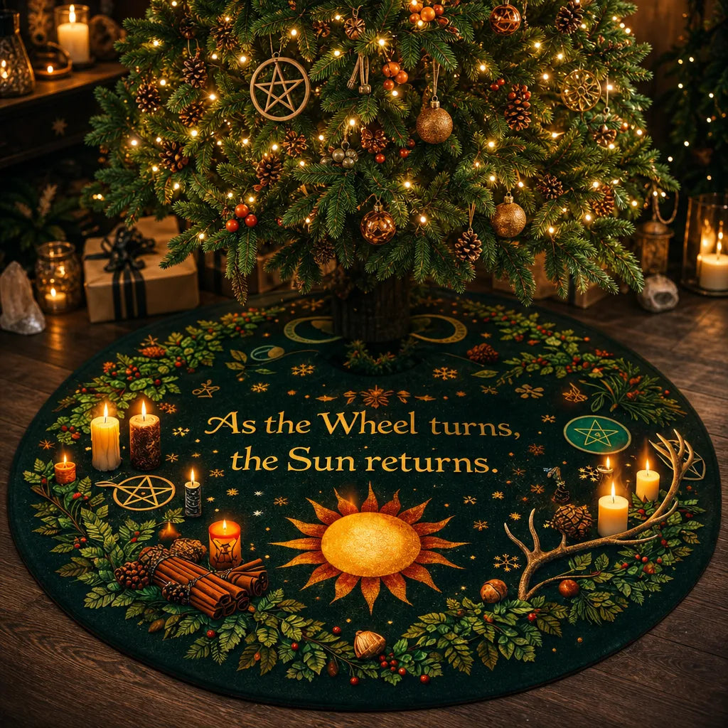 Wheel Turns Yule Tree Skirt – Pagan Witch Decor_mockup_1.webp