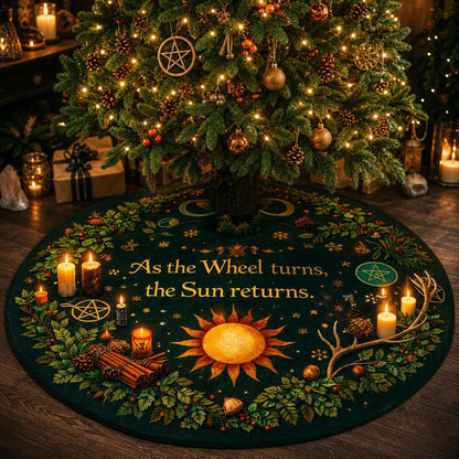 Wheel Turns Yule Tree Skirt – Pagan Witch Decor_mockup_1.webp