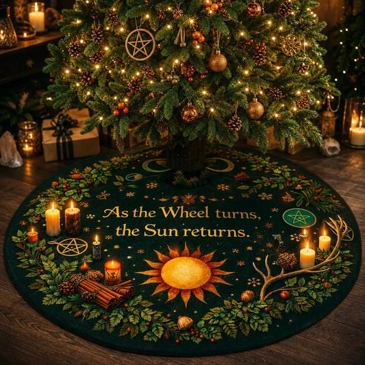 Wheel Turns Yule Tree Skirt – Pagan Witch Decor_mockup_1.webp