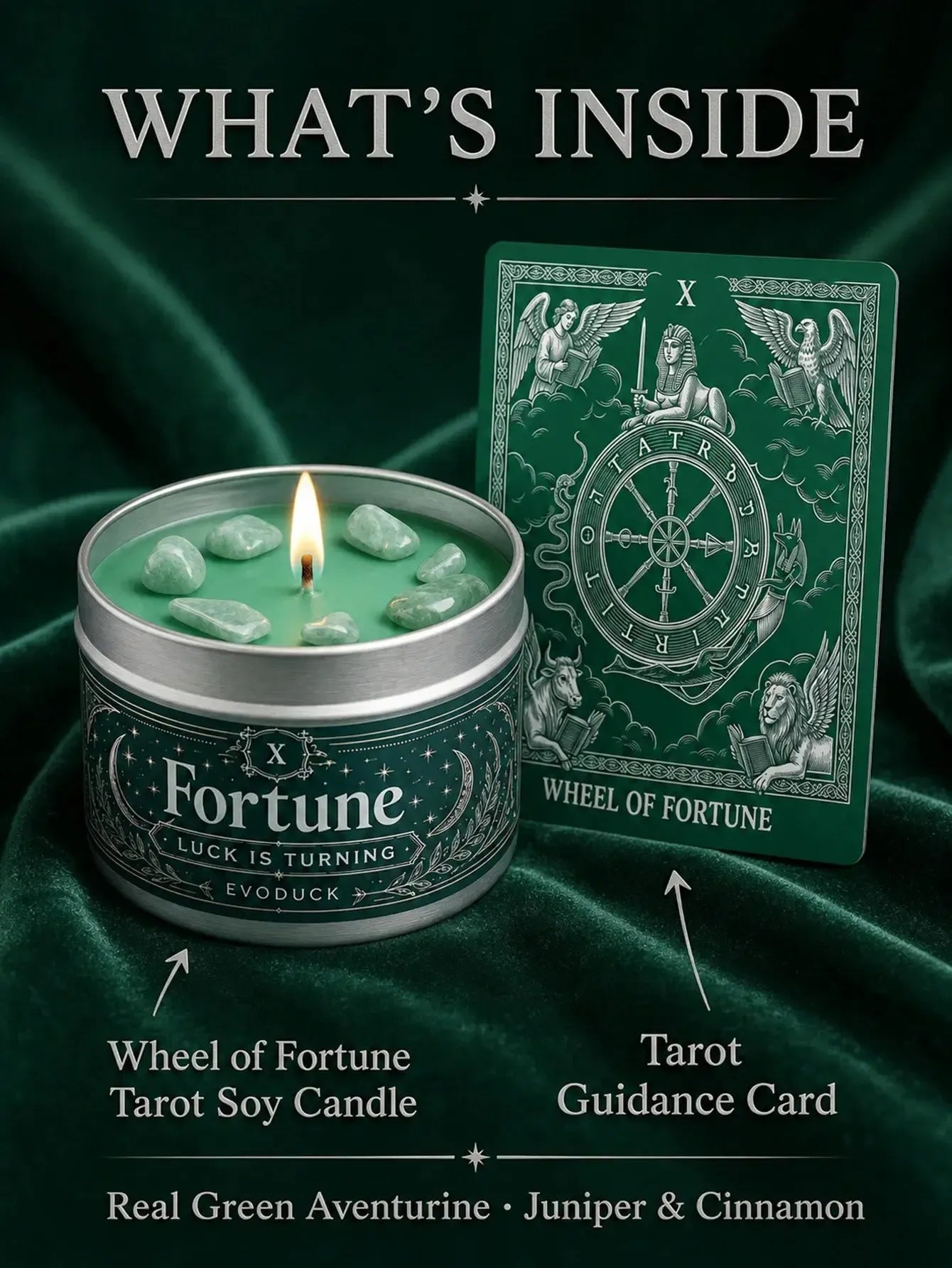 Wheel of Fortune Tarot Candle – Scented Crystal Witchy Altar Candle-MoonChildWorld
