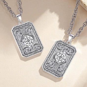 Wheel of Fortune Tarot Cards Necklace Major Arcana Divination Pendant Witch Pagan Jewelry