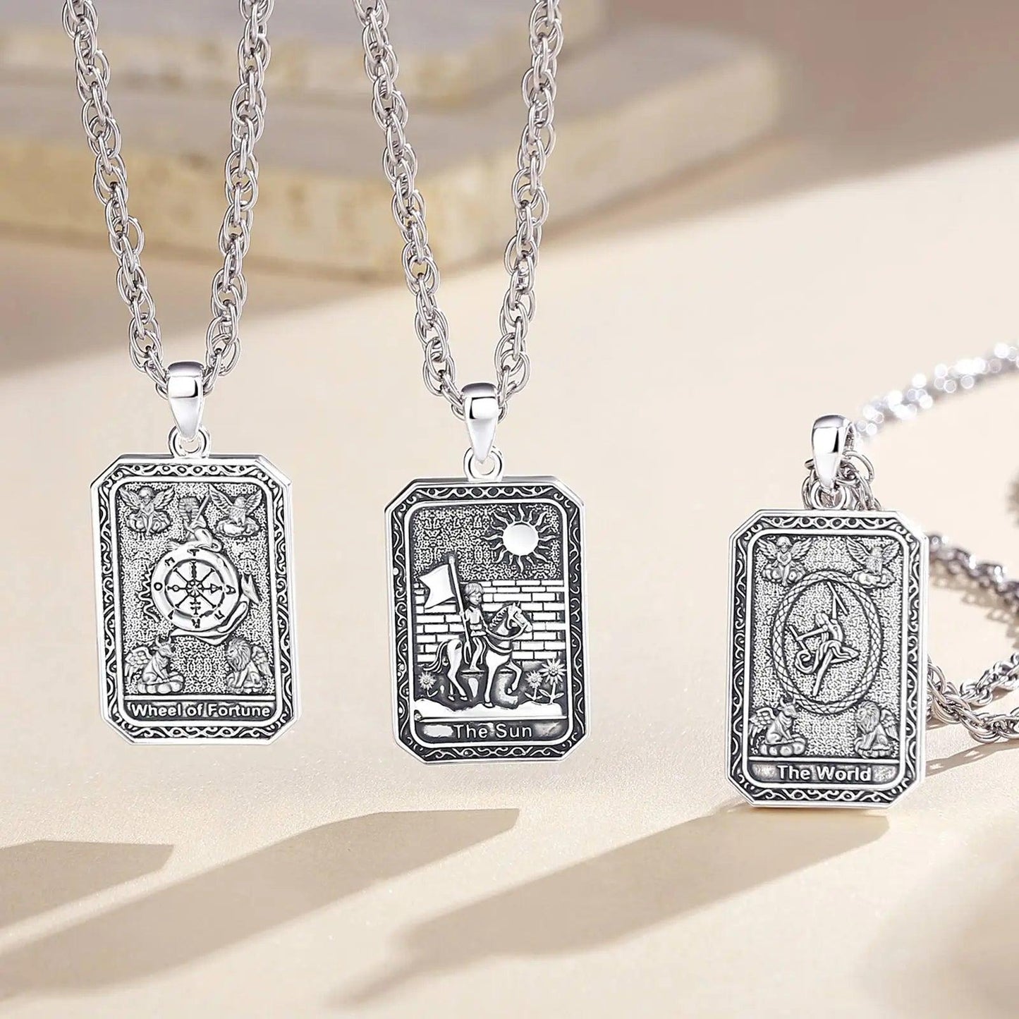 Wheel of Fortune Tarot Cards Necklace Major Arcana Divination Pendant Witch Pagan Jewelry-MoonChildWorld