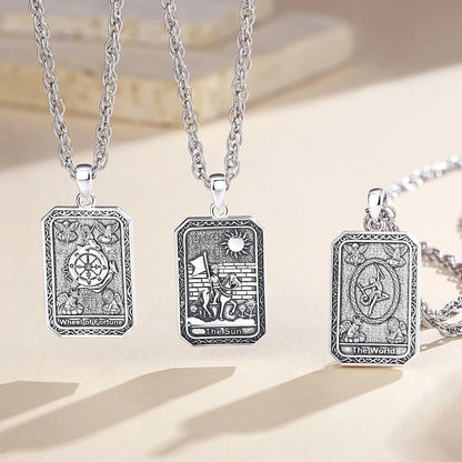 Wheel of Fortune Tarot Cards Necklace Major Arcana Divination Pendant Witch Pagan Jewelry-MoonChildWorld