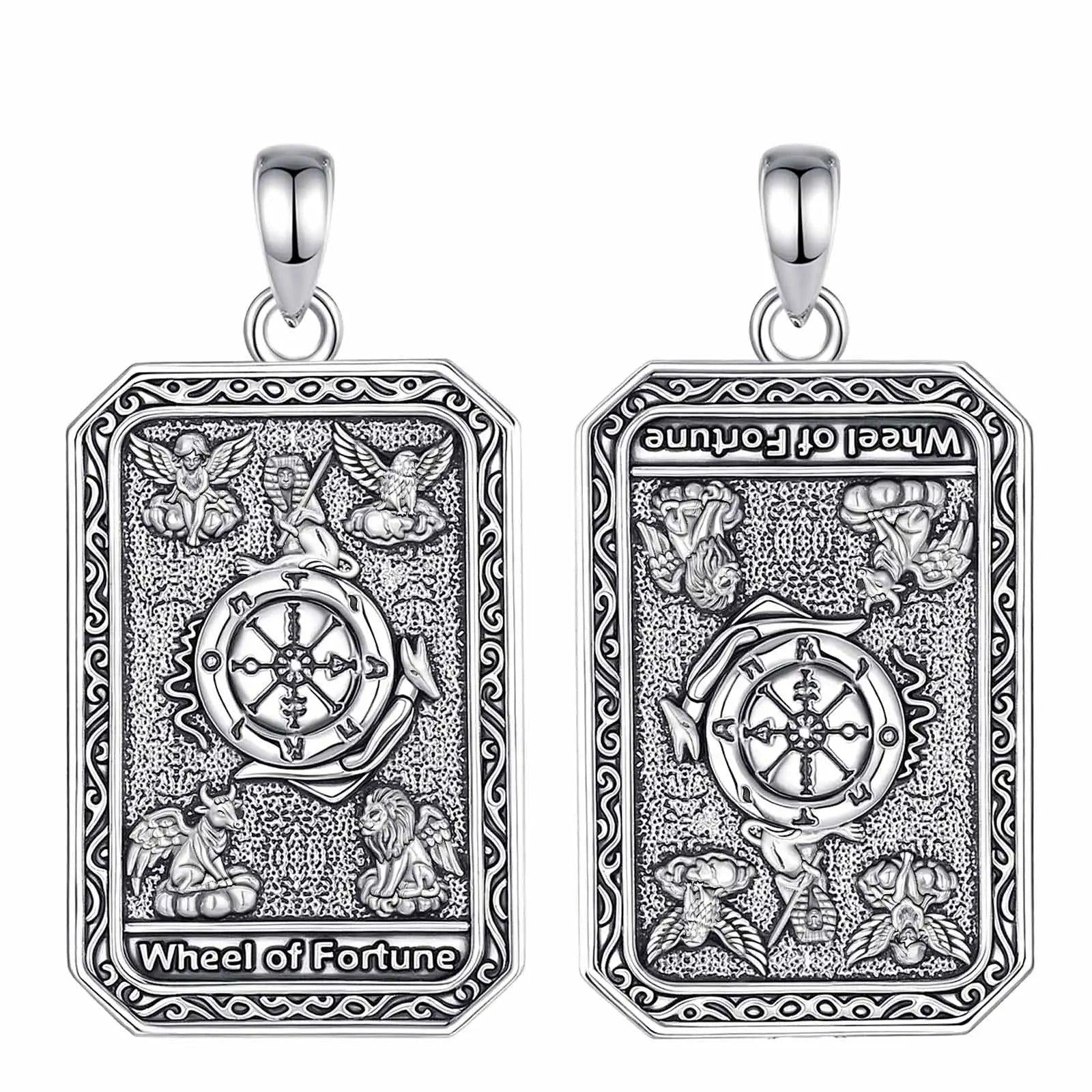 Wheel of Fortune Tarot Cards Necklace Major Arcana Divination Pendant Witch Pagan Jewelry-MoonChildWorld