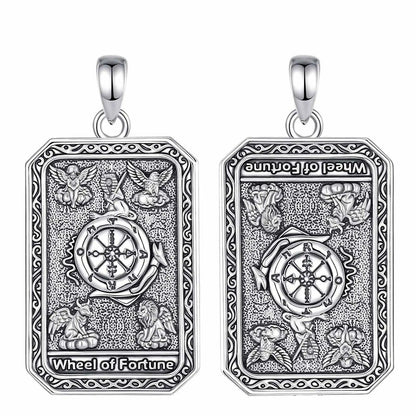 Wheel of Fortune Tarot Cards Necklace Major Arcana Divination Pendant Witch Pagan Jewelry-MoonChildWorld