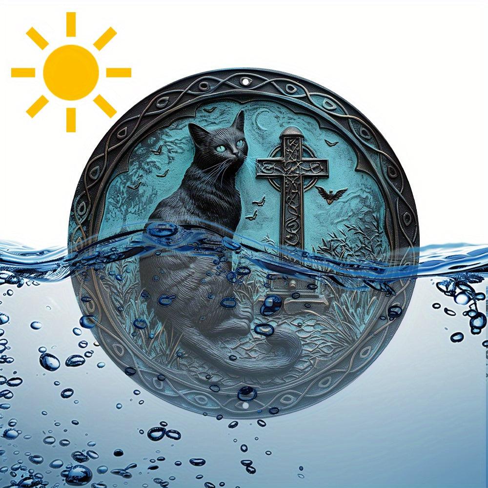 Whimsical Black Cat Metal Sign Occult Cat Gothic Metal Sign-MoonChildWorld