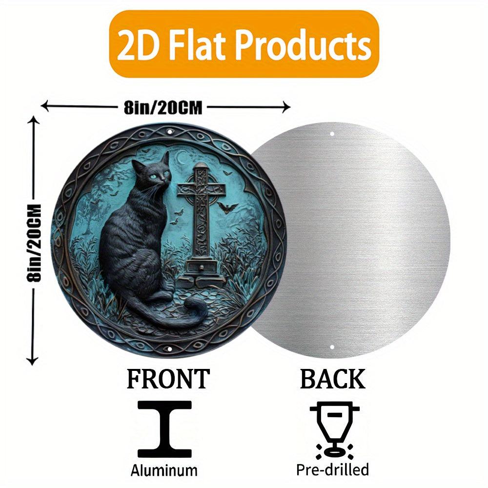Whimsical Black Cat Metal Sign Occult Cat Gothic Metal Sign-MoonChildWorld