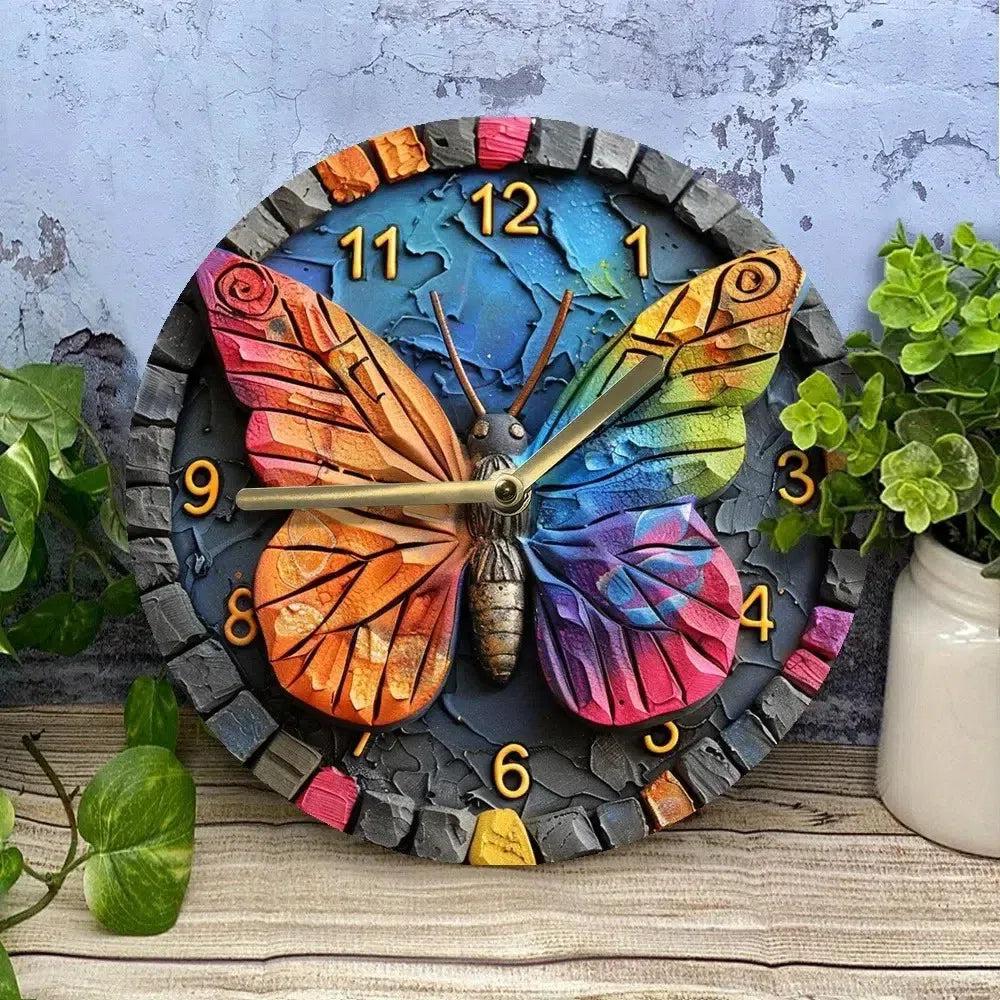 Whimsical Butterfly Wooden Wall Clock-MoonChildWorld