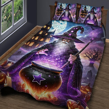 Whimsical Wizard Halloween Quilt Bedding Set-MoonChildWorld
