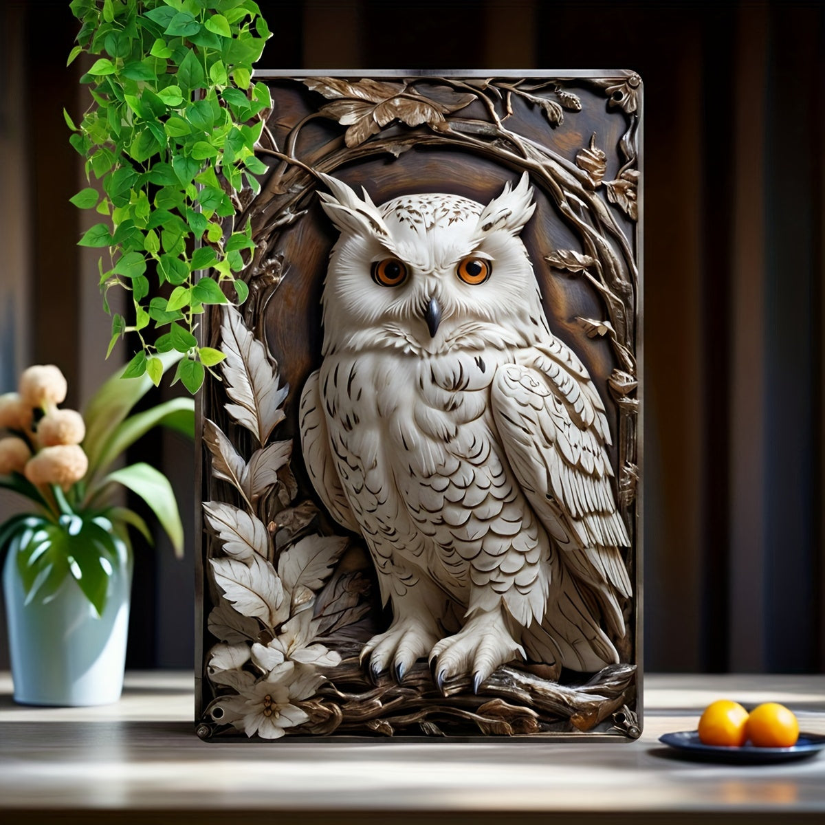 White Owl Metal Sign Spirit Animal Wall Sign Mystic Owl Home Decor-MoonChildWorld