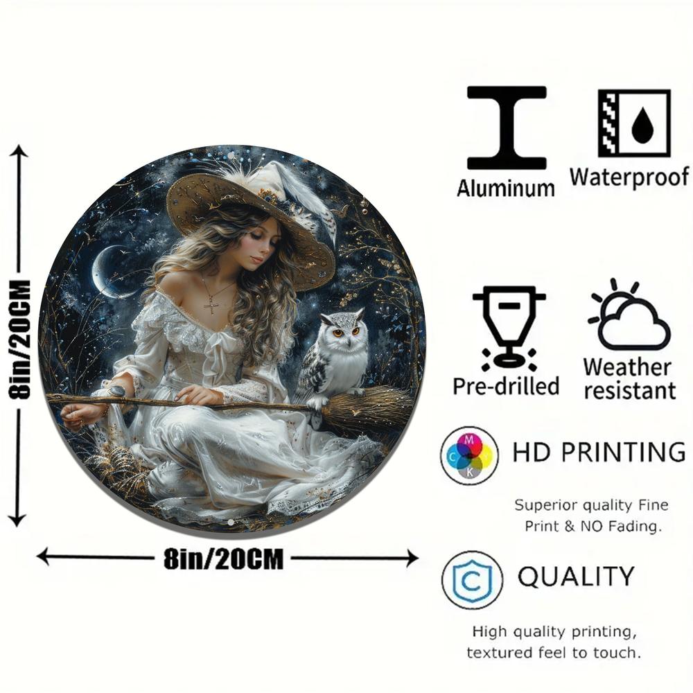 White Owl Witch Metal Sign Witchy Home Decor-MoonChildWorld