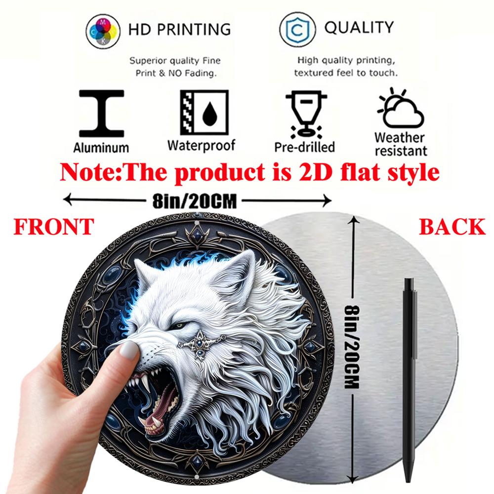 White Wolf Metal Sign Howling Wolf Home Decor-MoonChildWorld
