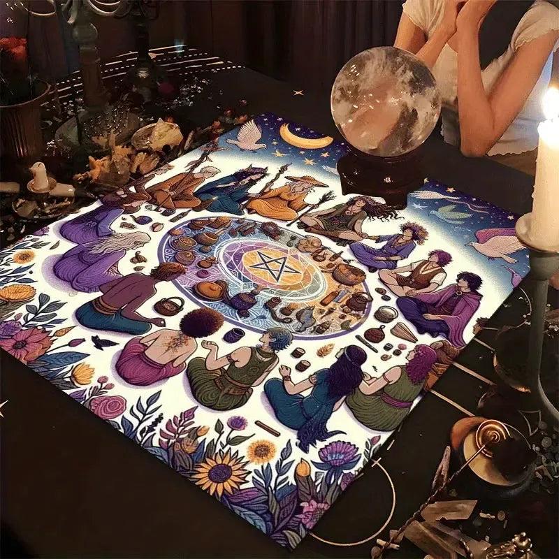 Wicca Altar Cloth Witch Tarot Tablecloth for Reading Divination Pagan Home Decor-MoonChildWorld