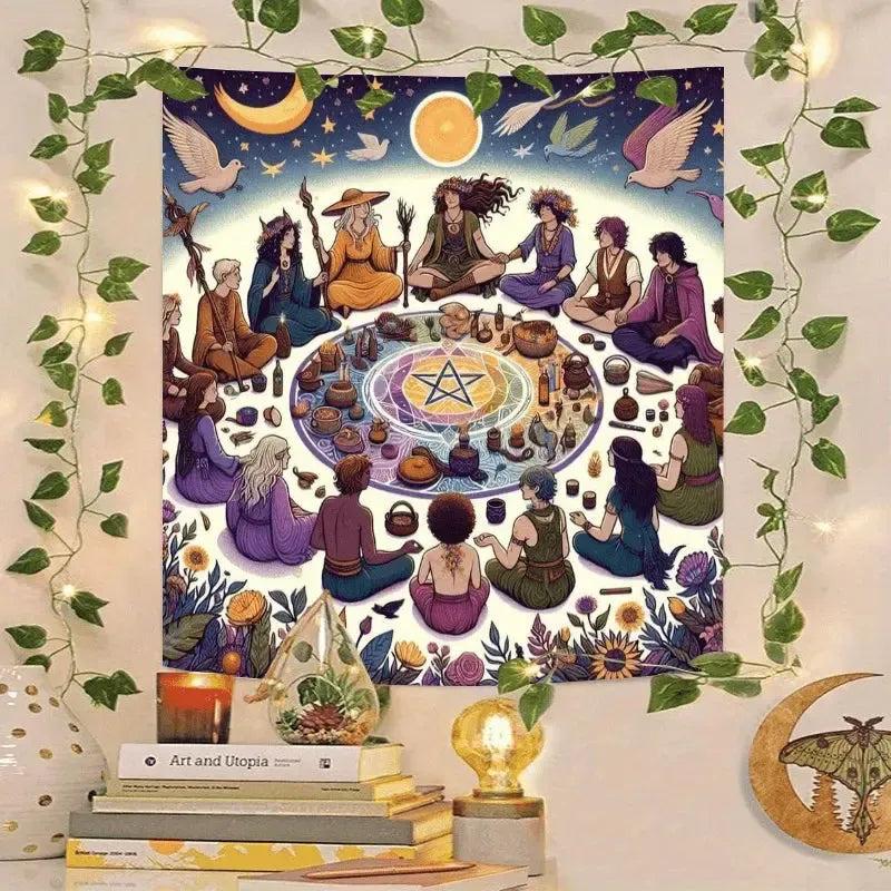 Wicca Altar Cloth Witch Tarot Tablecloth for Reading Divination Pagan Home Decor-MoonChildWorld