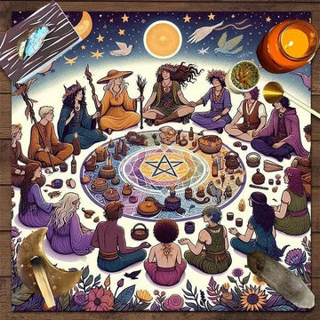 Wicca Altar Cloth Witch Tarot Tablecloth for Reading Divination Pagan Home Decor-MoonChildWorld
