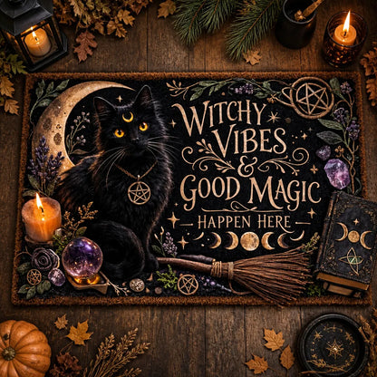 Wicca Black Cat Doormat – Gothic Witch Familiar Welcome Mat_mockup_3.webp