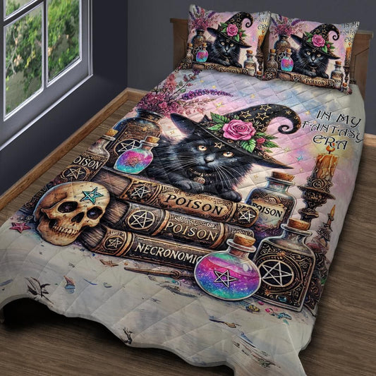 Wicca Black Cat Witchcraft Quilt Bedding Set for Gothic Halloween-MoonChildWorld