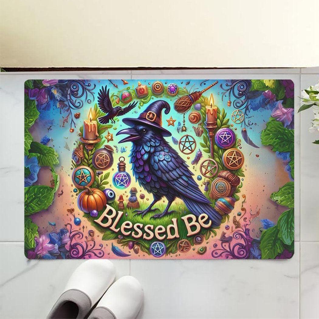 Wicca Black Raven Doormat Witchy Crow Doormat for Pagan Home Decor-MoonChildWorld