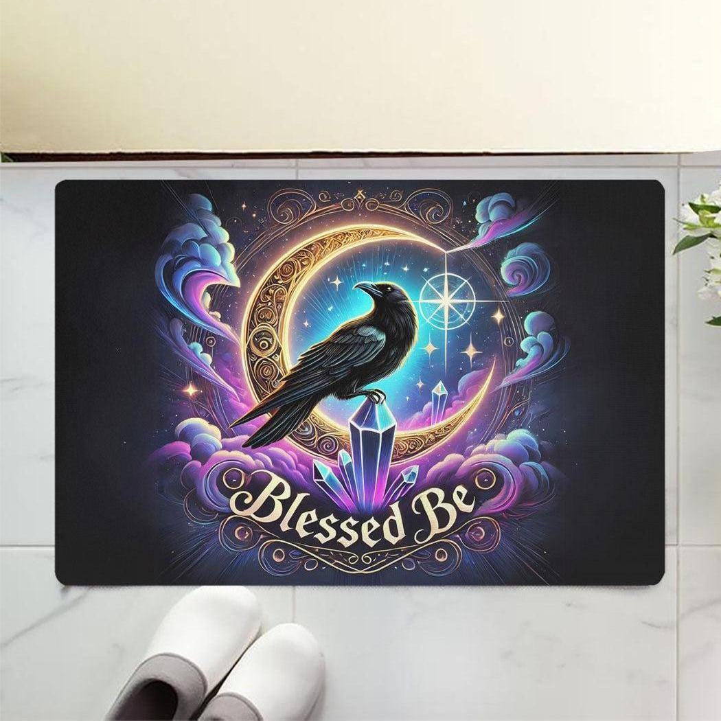 Wicca Black Raven Doormat Witchy Crow Doormat for Pagan Home Decor-MoonChildWorld